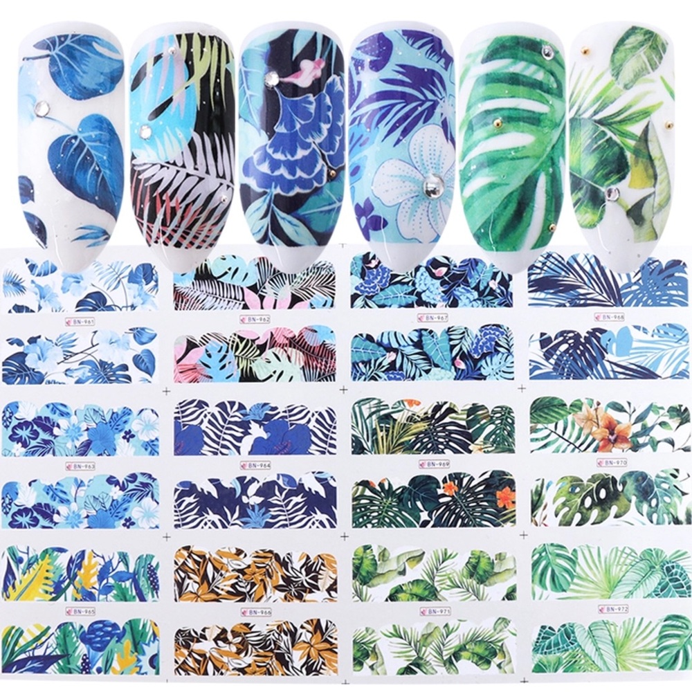 12 Tropical Designs Leafs Water Decals Stickers